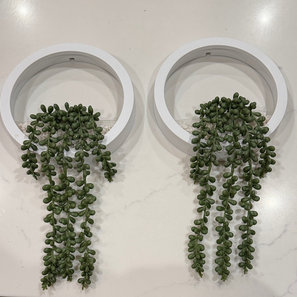 Modern White and Green Wall Planter Set